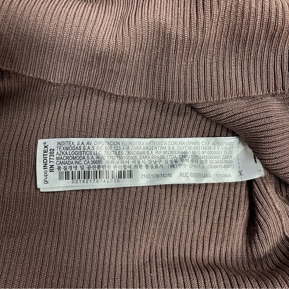 Zara Ribbed  Crop Cardigan Velvet Lined Buttons Knit Brown Women's‎ Size Medium - Picture 9 of 13